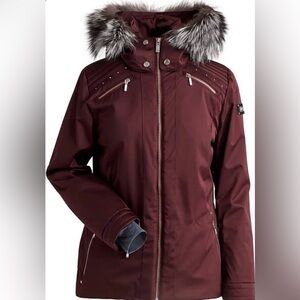 $735 NILS Burgundy Ski Snowboard Jacket Margaux Real Fur Parka - 24020RF retail